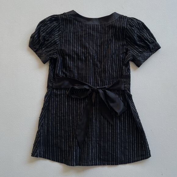 Vintage Y2K Black Pin Striped Office SirenTop / Sz M / Goth DOLLED UP Coquette - Picture 2 of 8